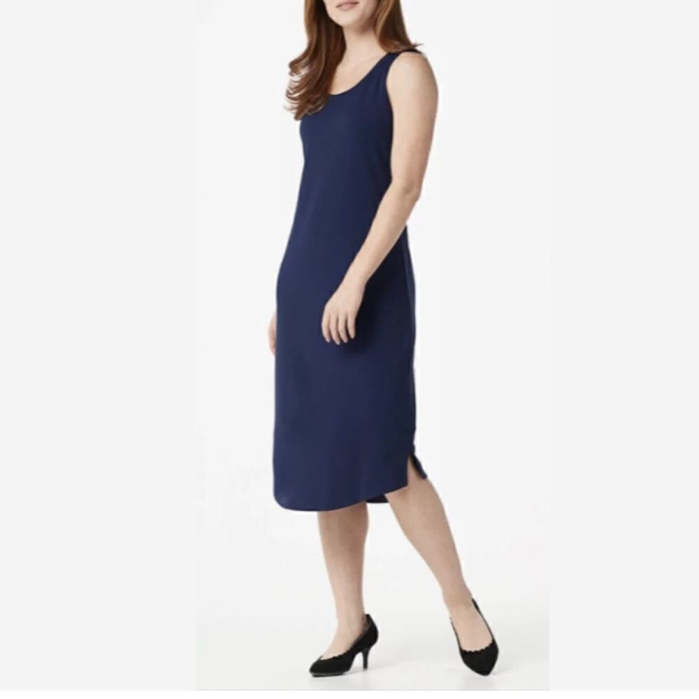Isaac Mizrahi Sleeveless Knit Midi Dress Side Slit
